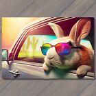 POSTCARD Bunny Shades in a Colorful Ride - Summer Vibes Unleashed! 🐰🚗🕶️🌈