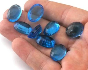 Cabujón cúpula alta ovalado azul 18x13 mm vidrio sin orificio A17 - Imagen 1 de 2