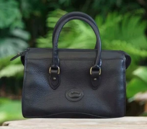 Vintage DOONEY & BOURKE Black Leather Satchel Bag Doctor Bag - Picture 1 of 12