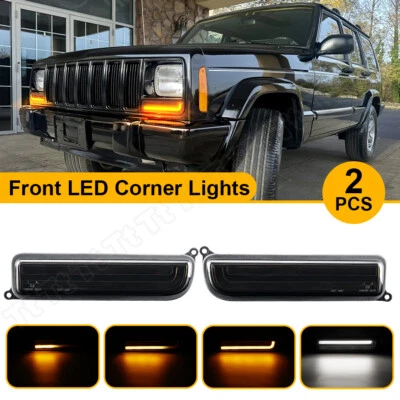 For 1997-2001 Jeep Cherokee XJ Sequential LED Front Corner Turn Signal DRL Light - Image 1 of 4