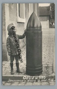 RPPC World War 1 WW1 Artillery Shell NANCY France 1916 Real Photo Postcard - Bild 1 von 2