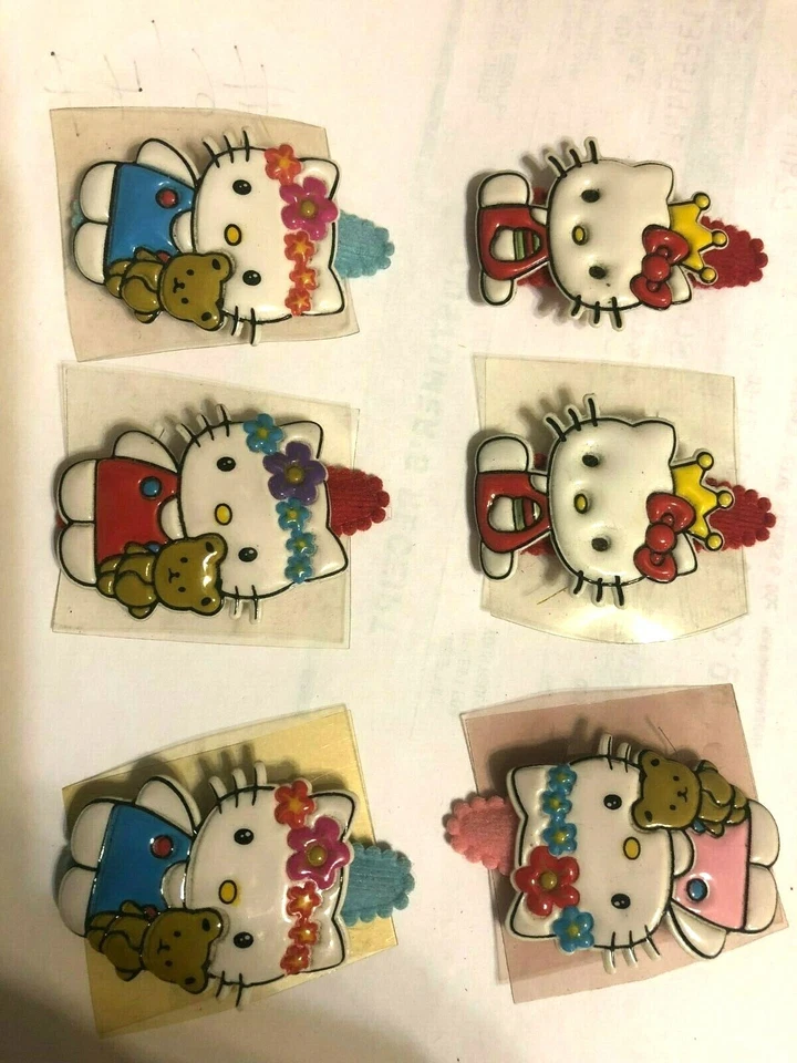 (6) Clip de pelo a presión HELLO KITTY - rojo, rosa, azul, blanco   Foto 1 de 1