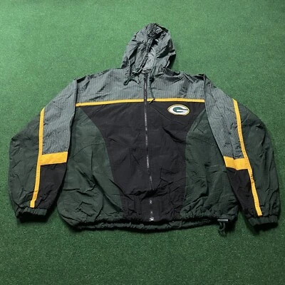 Chaqueta De Colección Green Bay Packers Para Hombres L 90S Logo 7 NFL Fútbol Cremallera Completa Abrigo Foto 1 de 4