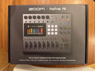 New ZOOM PodTrak P8 Workstation for Podcast Recorder Smartphone Tablet Silver - Image 1 of 4