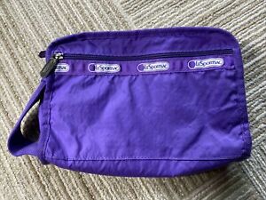 LeSportsac Purple Nylon Zip Makeup Cosmetic Travel Case Bag 10x6x2.5” Toiletry