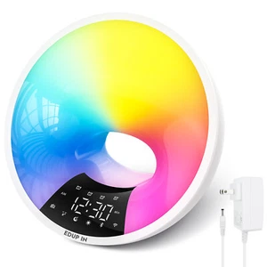 Wake Up Light Alarm Clock with Bluetooth Speaker Sunset Simulation FM Radio - Picture 1 of 12
