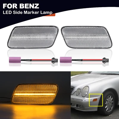 2PC LED Bumper Side Marker Light Lamp Clear For 96-02 Mercedes Benz W210 E-Class Foto 1 de 4