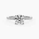 IGI Certified 1.40 TCW Round Lab Grown Diamond Soltaire With Accent Ring For Her