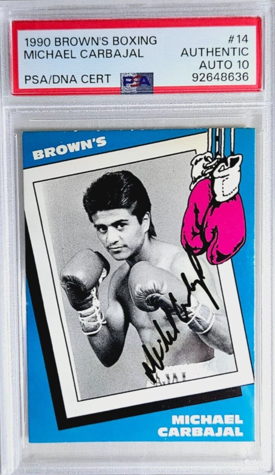 1990 Brown's Boxing #14 Michael Carbajal Signed Rookie Autograph RC PSA 10 Auto - Image 1 of 2