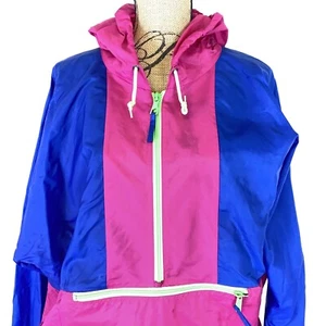 Helly Hansen Unisex Large Vintage 90s Neon Blue Pink Hooded Ski Windbreaker - Bild 1 von 19