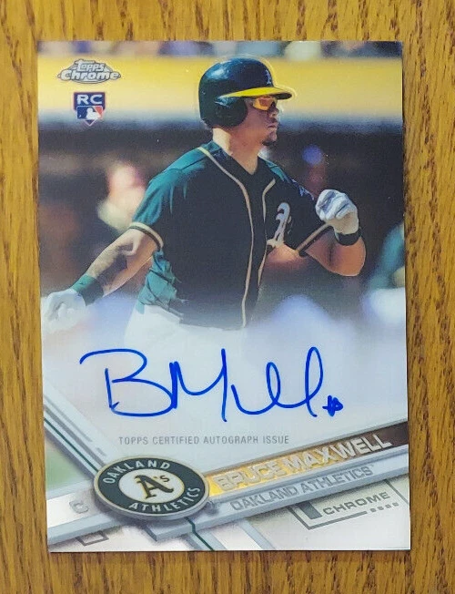 Bruce Maxwell (A's) 2017 Topps Chrome baseball ROOKIE AUTOGRAPH - Image 1 of 1