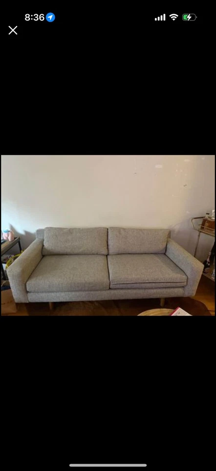 Диван вихревой плетеный West Elm жемчужно-серый деко (74 дюйма) - Изображение 1 из 4