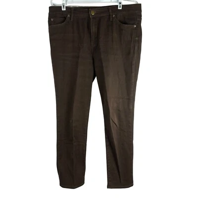 Ellen Tracy Womens Brown Cotton/Spandex Blend Pants Size 12 - Image 1 of 4