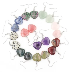 Natürliche Heilung Kristall Silber Herz Ohrringe Schmuck Charms für Frauen 20 Paar - Bild 1 von 5