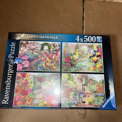 Ravensburger Happy Days Glorious Gardens 4X 500 Piece Jigsaw BRAND NEW &SEALED - Image 1 of 4