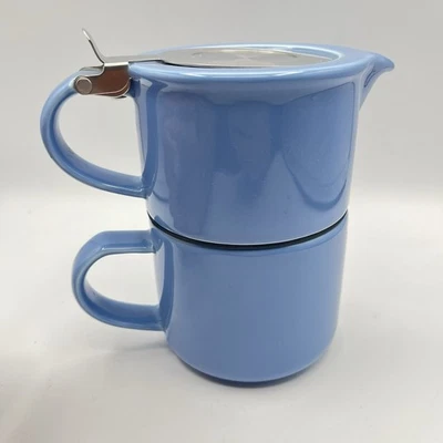 Stackable Tea Pot & Mug Teavana For Life Blue W/ Stainless Steel Strainer & Lid - Image 1 of 4