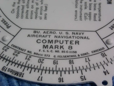 Rechenscheibe  Felsenthal & Sons  US Navy Flugzeugnavigationscomputer Mark 8 - Bild 1 von 4