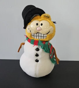 Garfield Pupazzo di Neve 14" Peluche Peluche Sciarpa/Cappello Top Natale 1981 Vintage - Foto 1 di 14