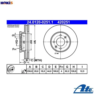 2x BRAKE DISC 24.0120-0251.1 FOR KIA G3LA/G3LD/G3LC 1.0L 3cyl MORNINGG4LA 1.2L - Image 1 of 4