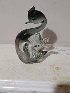 Vintage Murano Small Clear And Gray Swan - Picture 1 of 14