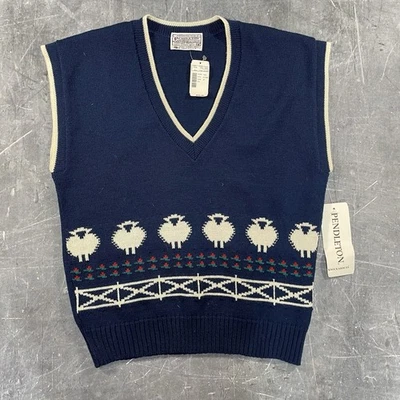 80s Pendleton Wool Sweater Vest NOS  NWT Sheep Knit Graphic USA Knockabouts M - Image 1 of 4