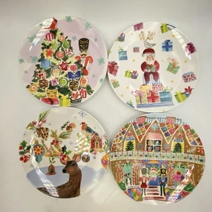 Anthropologie Weihnachten Salatteller 8,5" Melamin Jennifer Orkin Lewis 4er Set - Bild 1 von 10