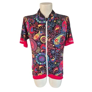 Malciklo Womens Size XL Cycling Jersey Psychedelic Colourful Print - Picture 1 of 9