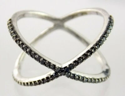 Anel de prata esterlina STS criado em laboratório com pulseiras de diamante azul 925 tamanho 9,25 3,4 g - Imagem 1 de 4