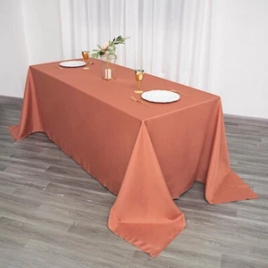 TERRACOTTA Polyester 90x132" Rectangle TABLECLOTHS Wedding Party Supplies Linens - Picture 1 of 8