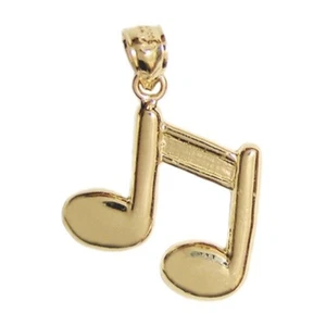 New 14k Yellow Gold Musical Note Pendant - Picture 1 of 3