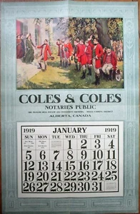 Alberta, Canada 1919 Advertising Calendar/27x42 Poster: VA Fox Hunting Scene - Picture 1 of 1