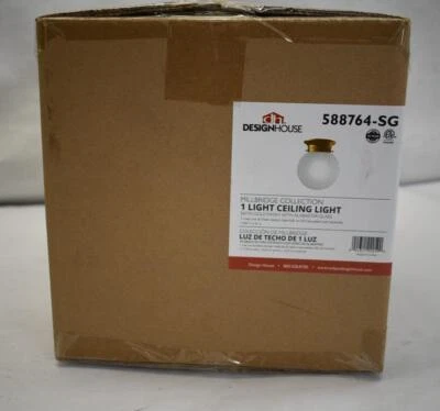 Design House Millbridge Collection 1-Light Glass Satin Gold Finish Ceiling Light - Image 1 of 4