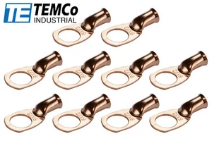 10 Lot 6 AWG 1/2" Hole Ring Terminal Lug Bare Copper Uninsulated Gauge - Picture 1 of 7