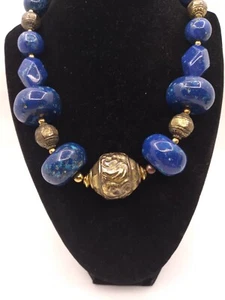 Collar Dotty Smith Vintage Declaración 8.5" Imitación Piedras Azules Moteadas LEER - Imagen 1 de 19