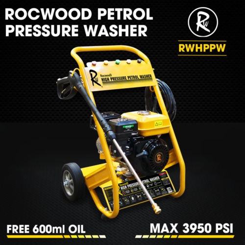 RocwooD Petrol Pressure Washer 3950 PSI 7HP 10 Litre High Power Jet FREE Oil