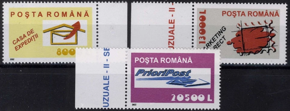 SERVICIOS POSTALES RUMANÍA 2002: Oficina de envíos, PrioriPost, Marketing M MNH, OG Foto 1 de 1