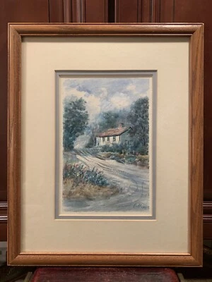 Pintura acuarela original artista Richard Collopy Hinsdale Illinois casa de granero Foto 1 de 4