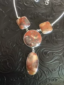 Artisan Handmade Southwest Red Agate 17” Necklace Silver - Picture 1 of 9