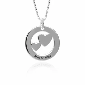 925 Silber Kette Herz Anhänger mit individueller Gravur auf Vorder und Rückseite - Bild 1 von 7