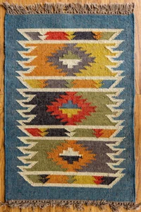 Alfombra de corredor alfombra de lana de yute vintage Kilim alfombra geométrica tejida a mano - Imagen 1 de 8