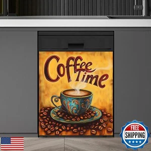 Retro Coffee Time Dishwasher Magnet Cover,Vintage-Style Coffee Beans Magnetic - Picture 1 of 5