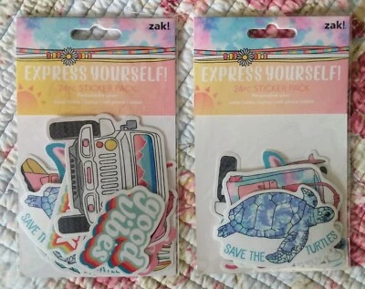 2 NEW~Zak Designs 24pc Vinyl Sticker Pack- Jeep , Ocean Turtles, ~ 48 STICKERS - Image 1 of 2