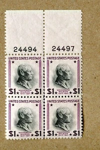US Sott 832 VF/XF OG NH, plate block of 4 w/ line..Very minor natural gum bends - Picture 1 of 2