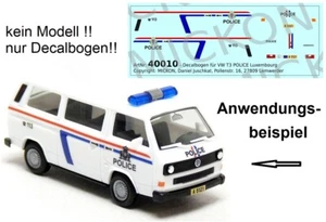 Mickon 40010 Decals VW T3 Bus Polizei POLICE Luxemburg passend für Herpa 1:87 H0 - Picture 1 of 1