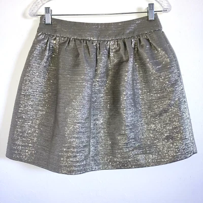 BANANA REPUBLIC 2 Brillante Plateado Brillo Acampanado Fiesta Falda Corta Mini Neutral XS Foto 1 de 4
