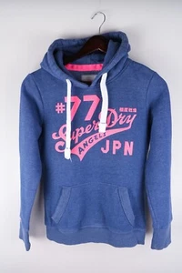 Superdry Women Hoodie Casual Blue Cotton Blend Pullover size S UK8 - Picture 1 of 8