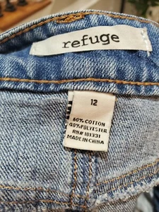 Refuge Women's Blue Denim Cotton & Polyester Pull On Short Jeans Skirt Size 12 - Picture 1 of 9