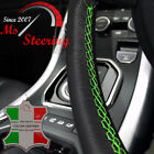 FOR NISSAN 240SX 95-98 BLACK LEATHER STEERING WHEEL COVER, GREEN STIT