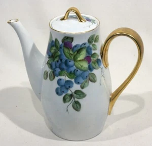 R.Lehner Hand Painted & Signed Teapot with Gold Trim and Handle - 1997 - 8-1/2" - Picture 1 of 7