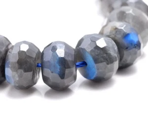 12-13MM BLACK LABRADORITE GEMSTONE GRADE AA FACETED RONDELLE LOOSE BEADS 7.5" - Picture 1 of 4